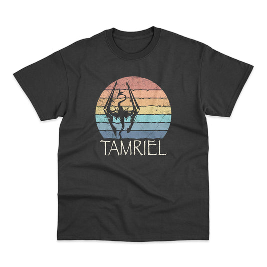 Akatosh: Tamriel Elder Scrolls Retro Sunset T Shirt Skyrim Oblivion