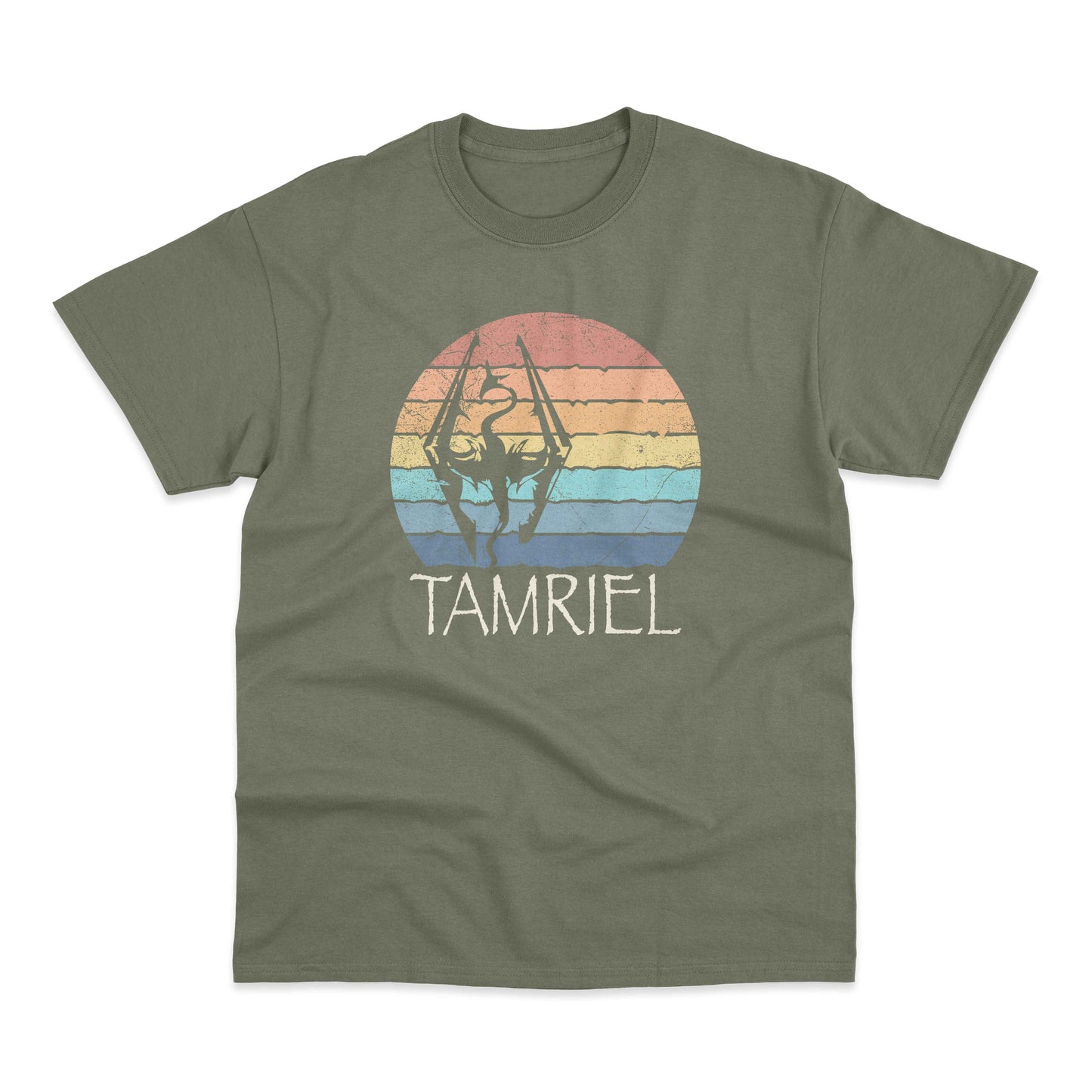 Akatosh: Tamriel Elder Scrolls Retro Sunset T Shirt Skyrim Oblivion 