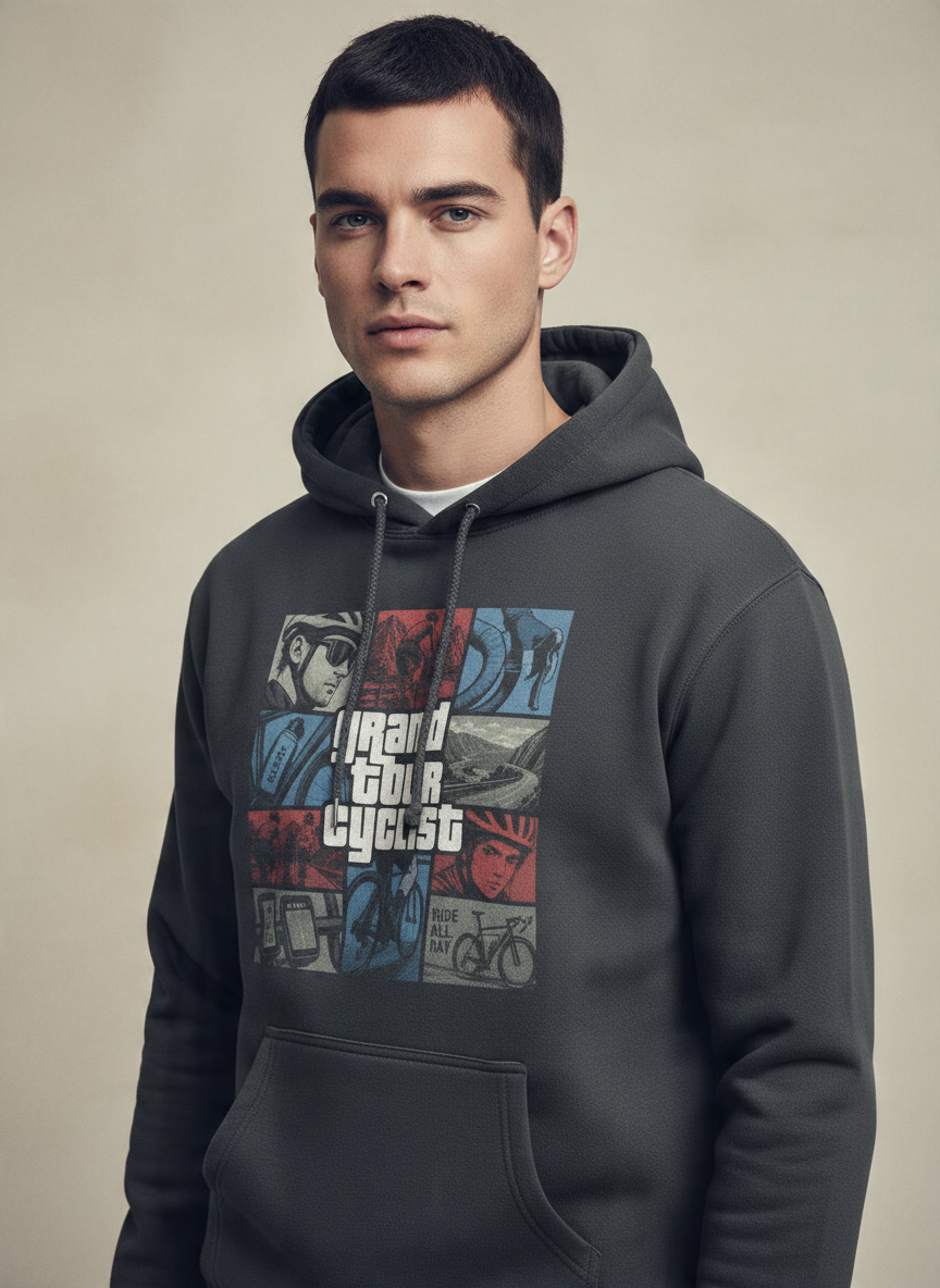 Grand Tour Cyclist GTA style Graphic Hoodie